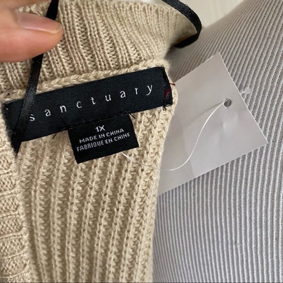 Sanctuary long sleeve shaker stitch long cardigan beige colorblock 1x - Picture 7 of 8